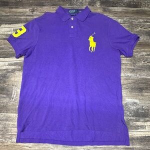 Polo Ralph Lauren Purple Custom Fit Polo Shirt Big Pony - Large - GUC